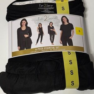 Live 2 Lounge Black 4-Piece Essential Pajama Set